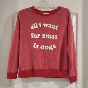 Grayson Threads Shirt Sz M Red Fleece All I want for Xmas is Dogs Christmas